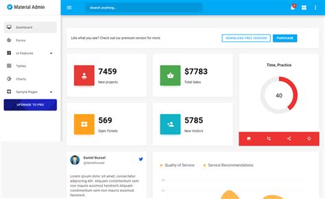 Free Material Admin Template With A Colorful Ui And Enormous Flexibility