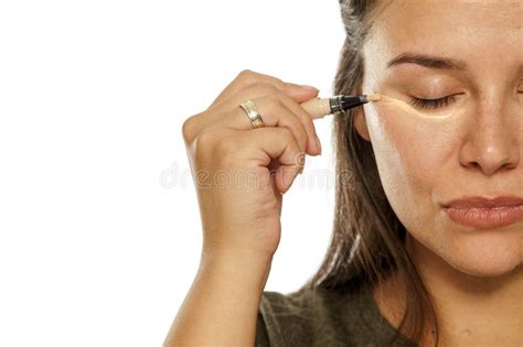 Woman Applying Concealer Stock Image Image Of Cream 114684657