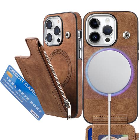 Dteck Wallet Case For Iphone 15 Compatible With Magsafe Zipper Pocket