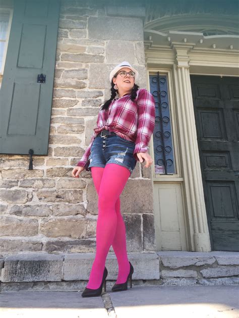 Inspired By Pinterest Pink Tights And Denim Shorts Colored Tights