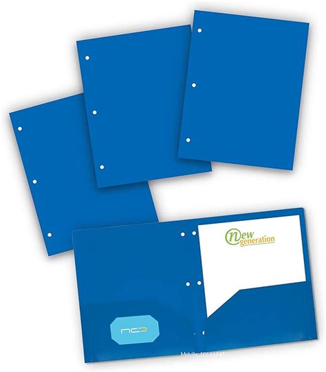 New Generation Plastic Blue 2 Pocket Folders With 3