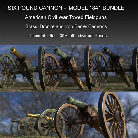 Six Pounder Cannon Model Bundle By Magiccgistudios