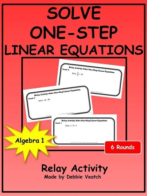Solve One Step Linear Equations Relay Activity Algebra 1 Digital
