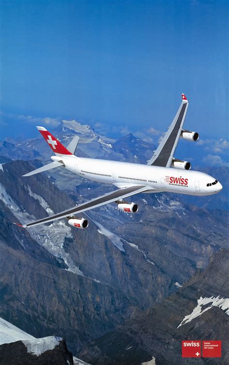 Vintage Poster Swiss Swiss International Air Lines Airbus A340 300