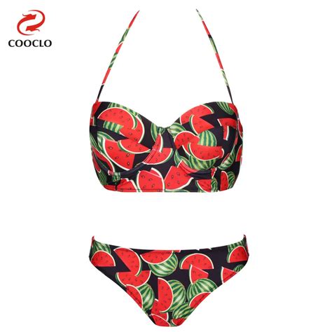 Buy Cooclo Bikini 2019 Push Up Longline Swimwear Women Fruit Print Bikinis Set