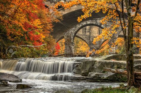 Berea Falls Ohio During Peak Fall Colors This Cascading Waterfall