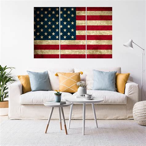 Usa Grunge Flag Wall Art Canvas Set Large American Flag Canvas Etsy