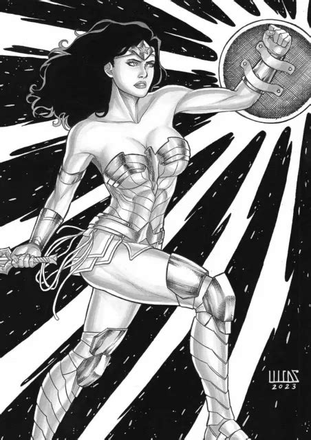 Wonder Woman 1 Amazing Pinup Original Comic Page By Lucas Gomes Jul2