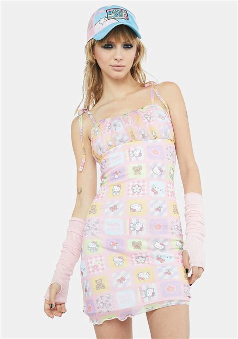 Ngorder Hello Kitty Patchwork Bodycon Dress Multi Dolls Kill