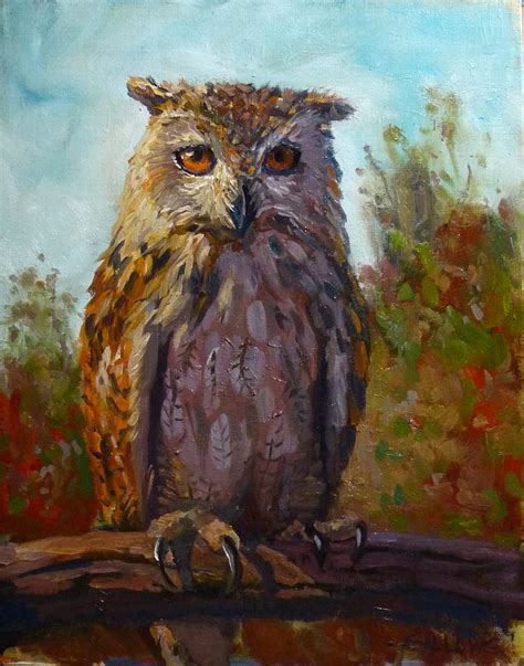 Great Horned Owl Painting By Nora Sallows