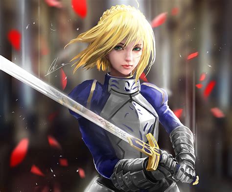 Download 2608x2160 Saber Fate Stay Night Blonde Sword Knight