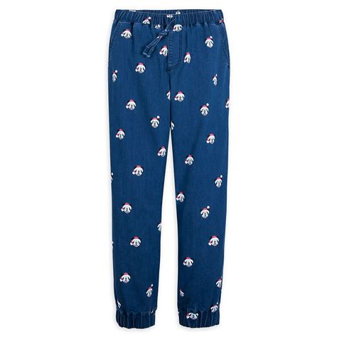 Mickey And Minnie Mouse Holiday Denim Jogger Pants For Adults Was