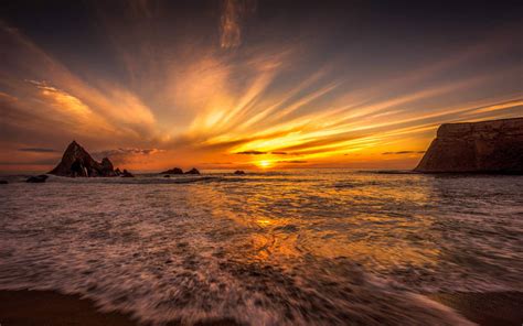 Beautiful Golden Beach Sunset Scenery Wallpaper By Rogue Rattlesnake On