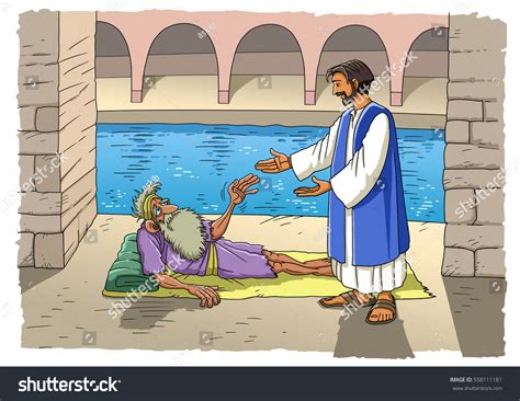 Jesus Heals Paralytic Bethesda Stock Illustration 558111181 Shutterstock
