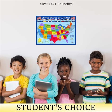 United States Map With State Flags Poster Laminated Educational