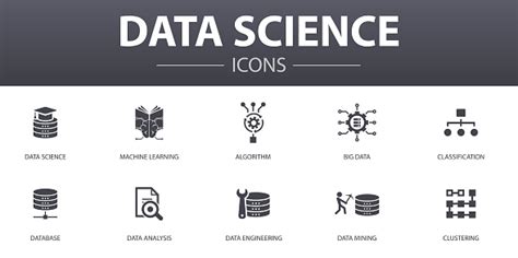 Data Science Simple Concept Icons Set Contains Such Icons As Machine