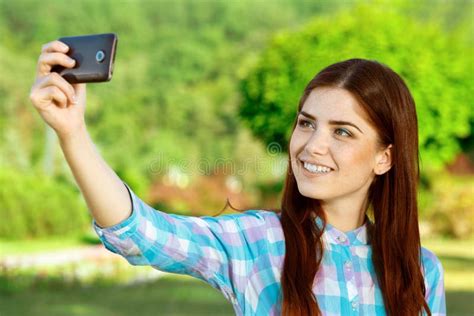 Beautiful Girl Taking Selfie In The Park Stock Image Image Of Pretty Park 62593841