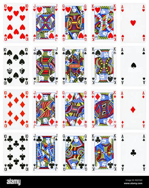 Set Of Playing Cards Isolated On White Ten Jack Queen King Ace
