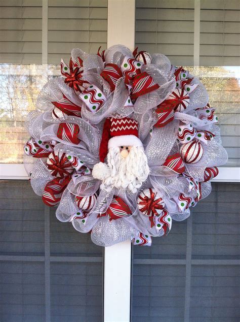 Santa Christmas Mesh Wreath Christmas Wreaths Diy Christmas Mesh