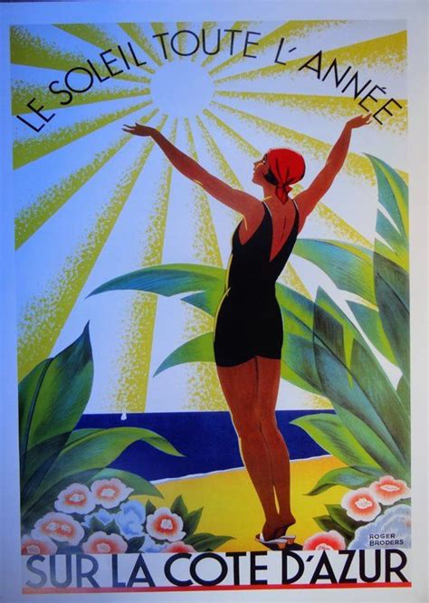 Roger Broders Sun On Riviera Vintage Art Deco Poster Côte Dazur And