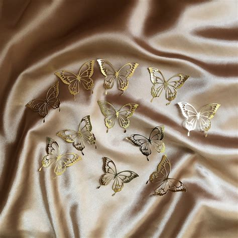Gold Butterfly 3d Butterfly Wall Decor Decoration Diy Etsy