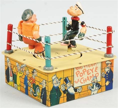 1705 Tin Marx Popeye The Champ Boxing Wind Up Toy Lot 1705
