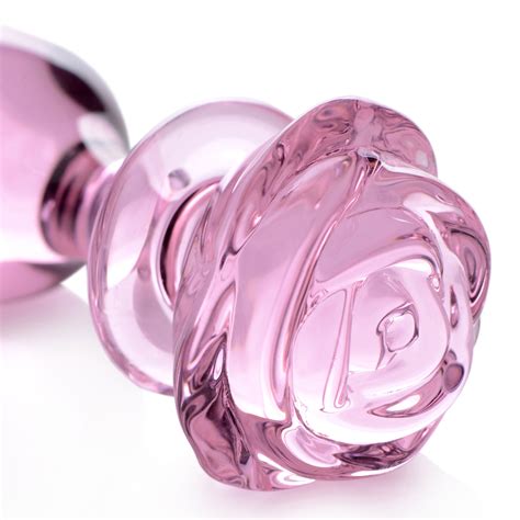 Btys Ag650 Lrg Pink Rose Glass Anal Plug Large Honeys Place