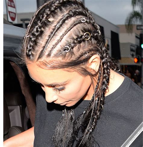 kim kardashian swaps her sleek lob for tight cornrows and hair rings beauty news reveal