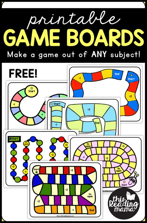 Create spaces on the board where players go back a space, move forward a space, or change places with another player. Printable Game Boards for ANY Subject - This Reading Mama