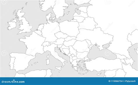 Mapa En Blanco Del Esquema De Europa Con La Región Caucásica Mapa