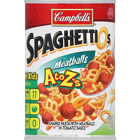 Campbells Spaghettios A To Zs Shaped Pasta With Meatballs 1475 Oz