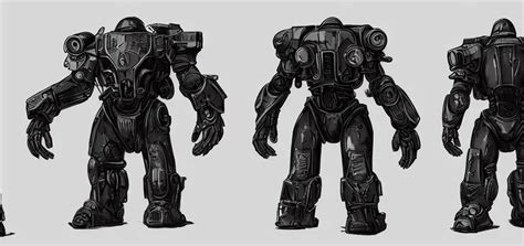 KREA Fallout Power Armor Frames Concept Art Black Background