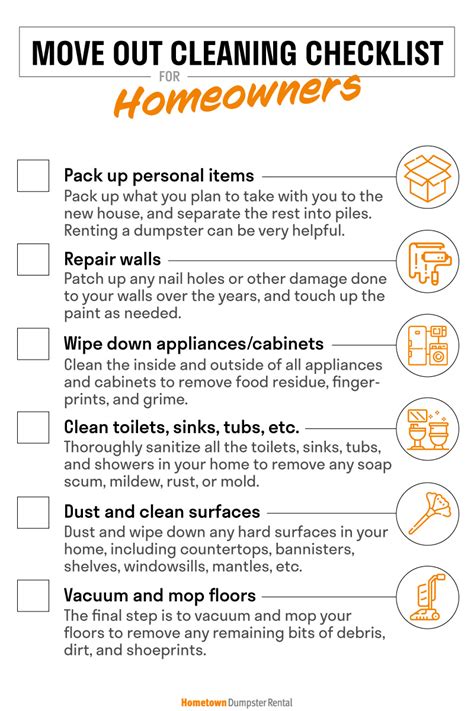 Move Out Cleaning Checklist For Homeowners Hometown Dumpster Rental