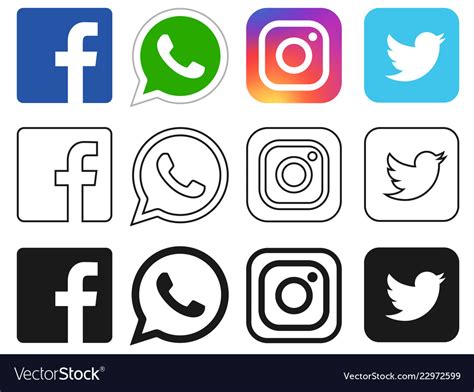 Social Media Icon For Facebook Whatsapp Royalty Free Vector