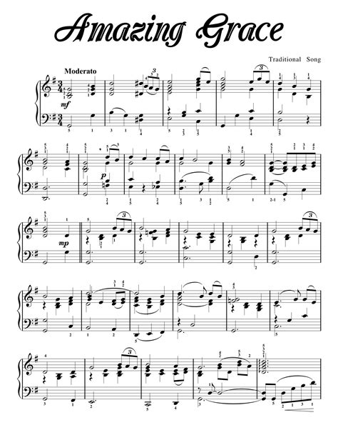 Free Printable Amazing Grace Piano Sheet Music Printable Templates