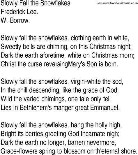 Hymn And Gospel Song Lyrics For Slowly Fall The Snowflakes By Frederick Lee