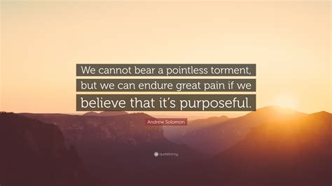 Andrew Solomon Quote We Cannot Bear A Pointless Torment But We Can