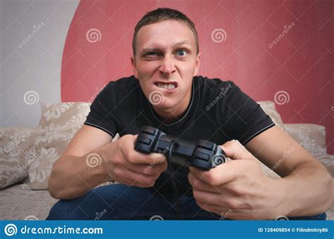 Gamer Stock Photo Image Of Tense Angry Gamepad Gamer 128409854