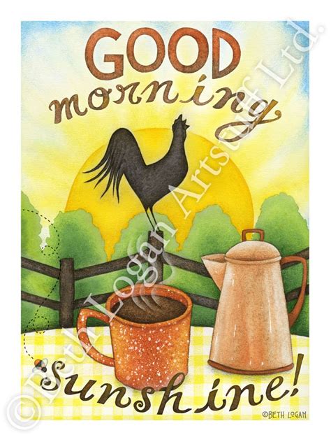 Good Morning Sunshine Morning Coffee Original Art Print Etsy