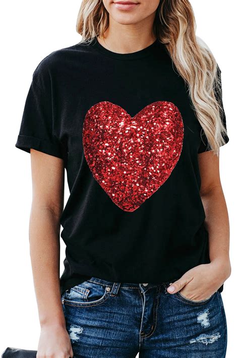 Us 747 Sequined Heart Pattern T Shirt Wholesale