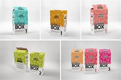 Download Paper Oatmeal/Cereal Box Packaging Mockup By INC Design Studio | TheHungryJPEG.com