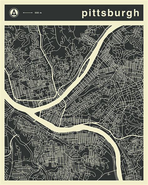 Pittsburgh Map 3 Digital Art By Jazzberry Blue Fine Art America