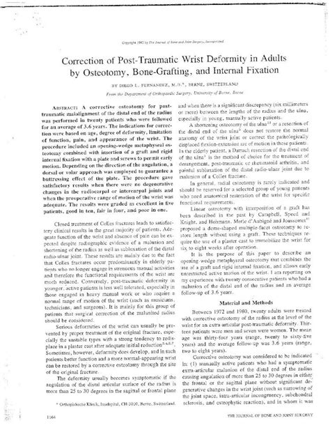 Pdf Correction Of Post Traumatic Wrist Deformity In Adults By