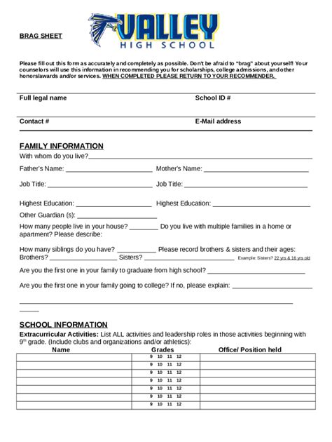 Copy Of Brag Sheet Template Brag Sheet Please Fill This Doc Template Pdffiller