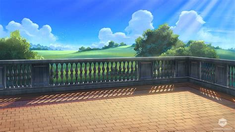 Anime Castle Balcony Background Haragua
