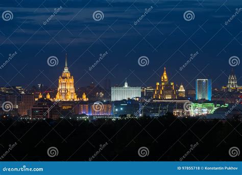 Evening View Of Downtown Moscow Editorial Stock Photo Image Of Rise