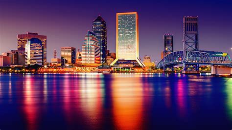 Cityscape Landscape City Lights Water Sunset Florida Wallpapers
