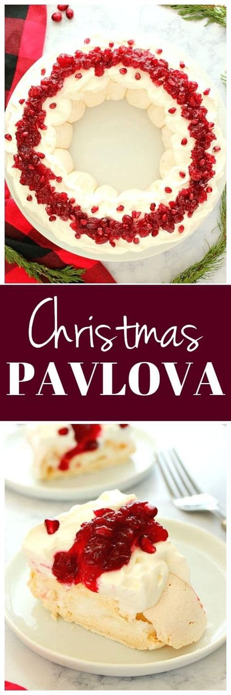 Christmas Pavlova Recipe A Wreath Shaped Meringue Cake With Whipped Cream Cranberry Topping