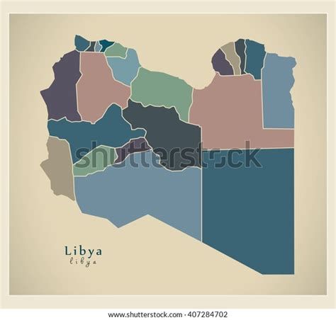 Modern Map Libya Districts Colored Ly Stock Vector Royalty Free