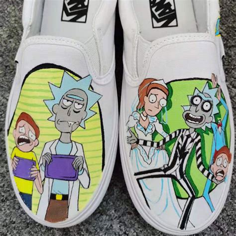 Rick And Morty Vans Custom Vans Slip Ons Custom Hand Painted Van
